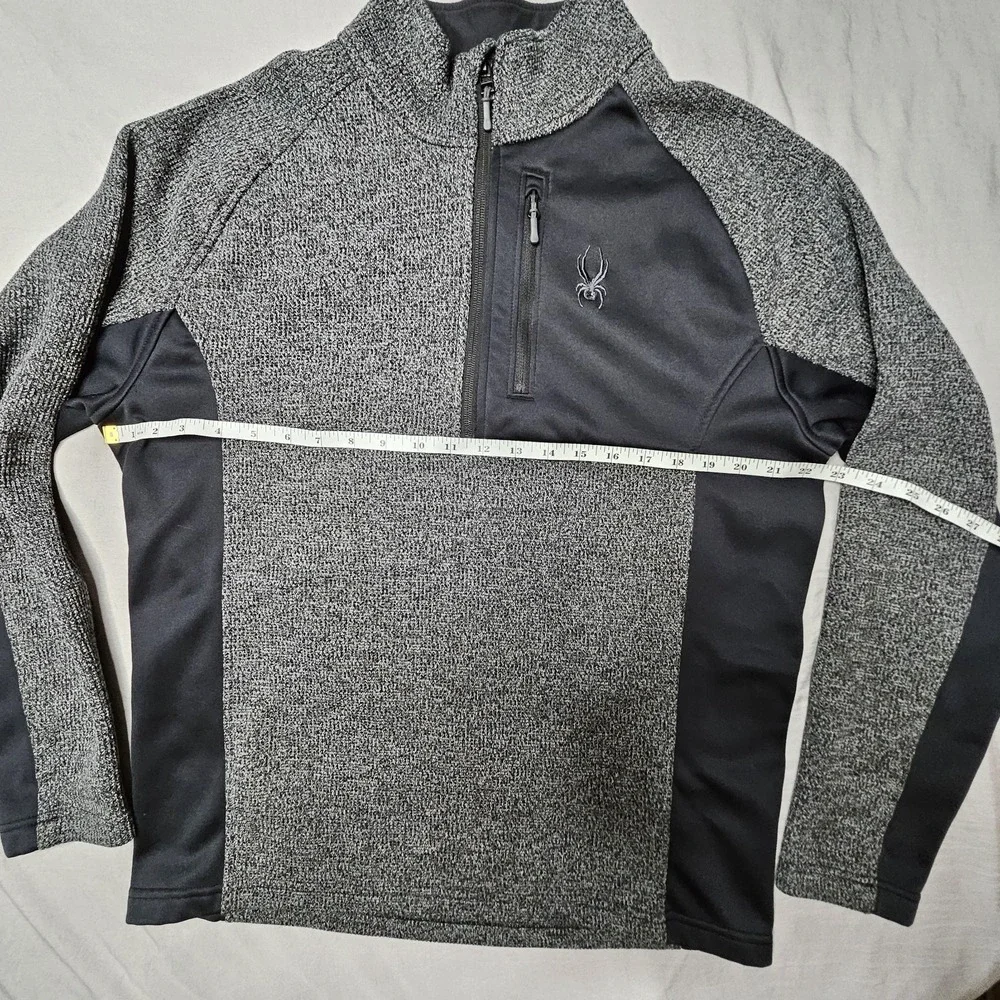 Spyder Mens LARGE Gray/Black Zip Up Jacket Pullover Warm Thick Front Pocket